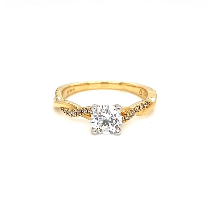 18ct Yellow Gold Diamond Twist Shoulder Ring