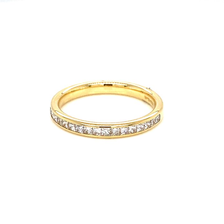 18ct Yellow Gold Princess Cut Diamond Half Eternity Style Ring