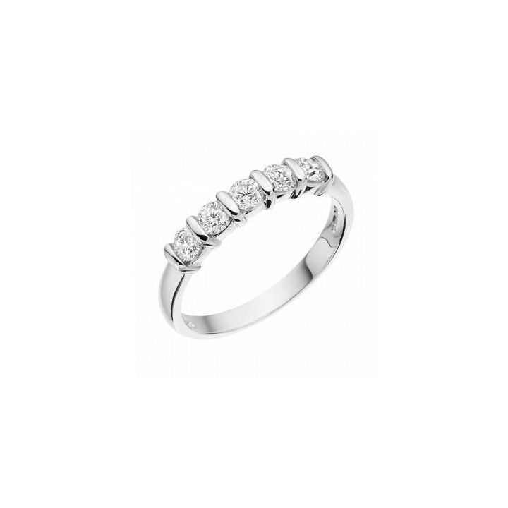 Platinum Five Stone Diamond Ring 0.53ct
