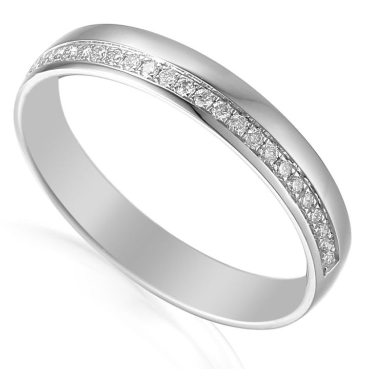 Platinum Offset Diamond Wedding Ring 0.25ct