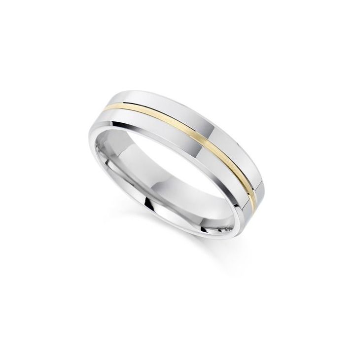 Palladium & Yellow Gold Polished Wedding Ring