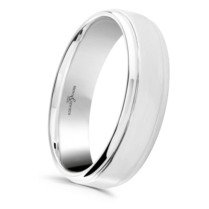 Platinum Gents Lined Edge Wedding Ring
