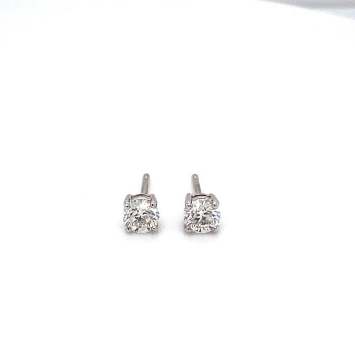 18ct White Gold Solitare Diamond Stud Earrings 0.80ct