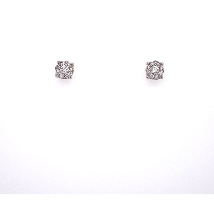 9ct White Gold Invisible Set Diamond Earrings 0.26ct