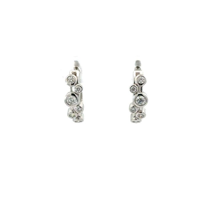 18ct White Gold Diamond Scatter Hoop Earrings
