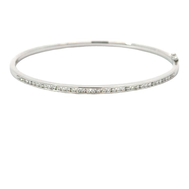 9ct White Gold 0.62ct Round Brilliant Cut Diamond Bangle