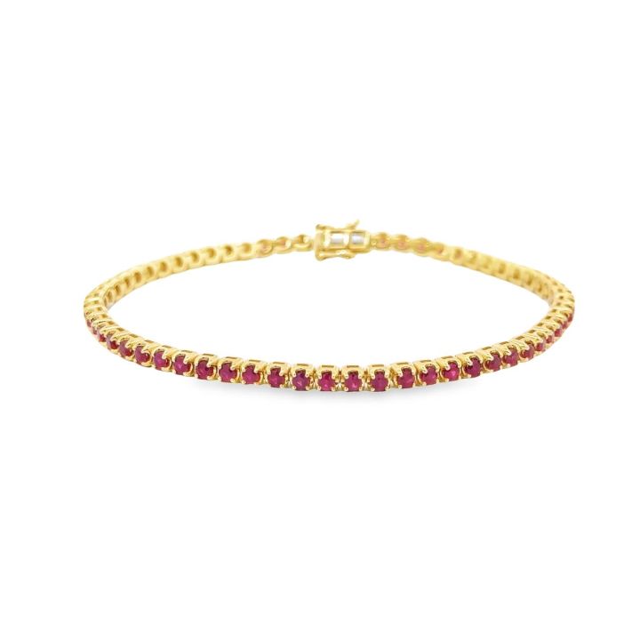 9ct Yellow Gold Ruby Tennis Bracelet