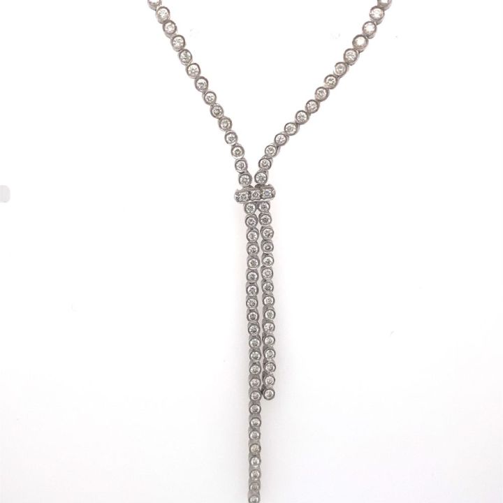 Pre Owned 18ct White Gold Diamond Drop Necklet