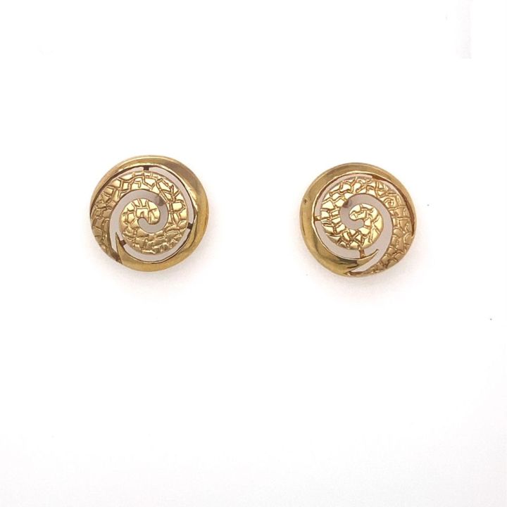 Pre Owned 9ct Yellow Gold Swirl Earrings