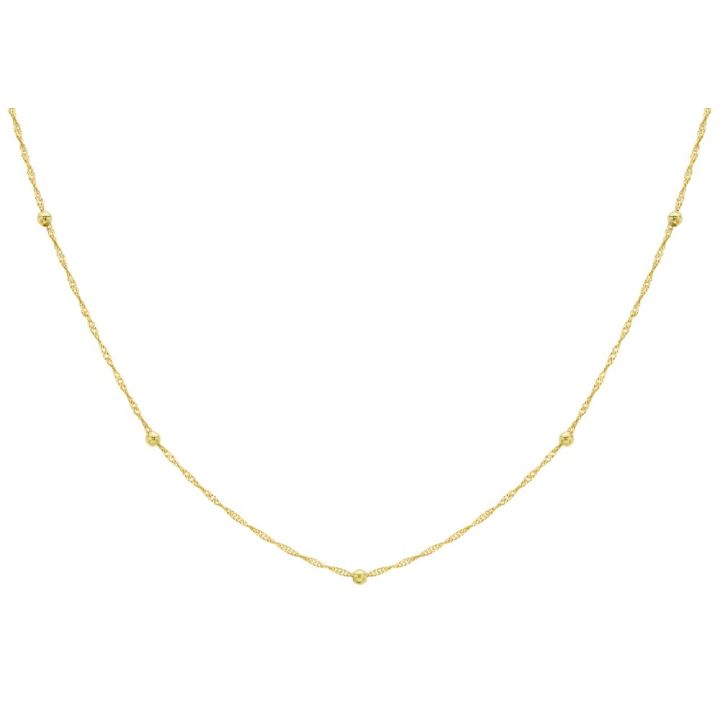 9ct Yellow Gold Twist Curb & Ball Chain 46cm