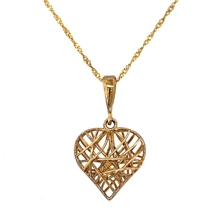 9ct Yellow Gold Wire Heart Pendant