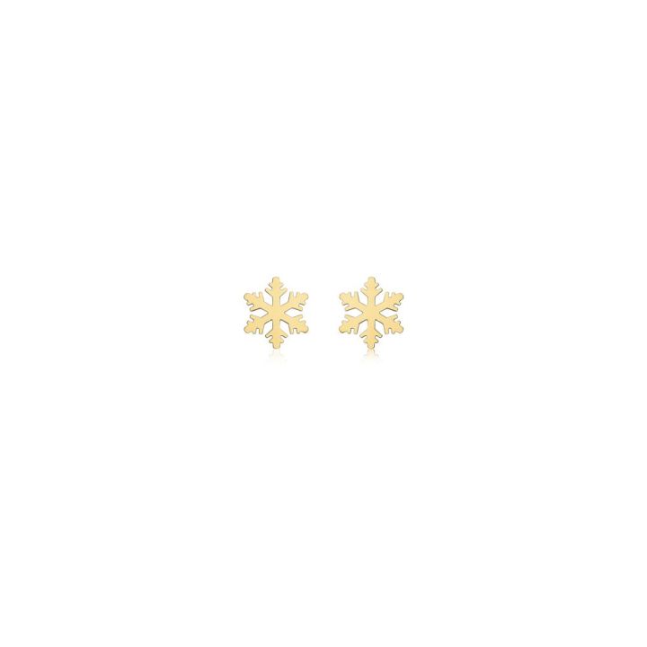 9ct Yellow Gold Snowflake Stud Earrings