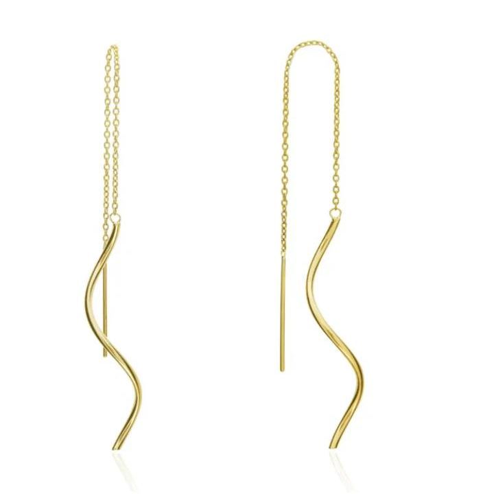 9ct Yellow Gold Ribbon Style Pull Through Earrings