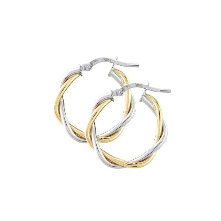 9ct Yellow & White Gold Twist Hoop Earrings