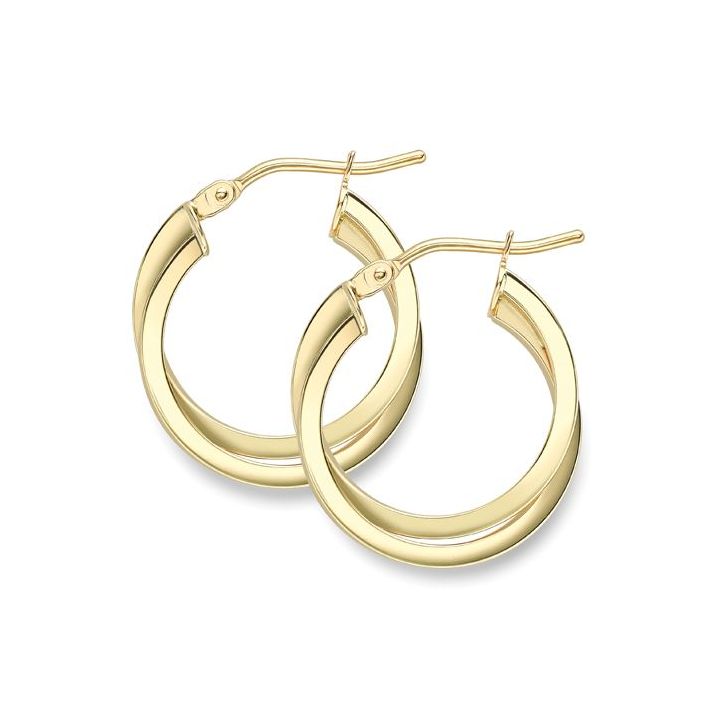 9ct Yellow Gold Overlapping Hoop Earrings