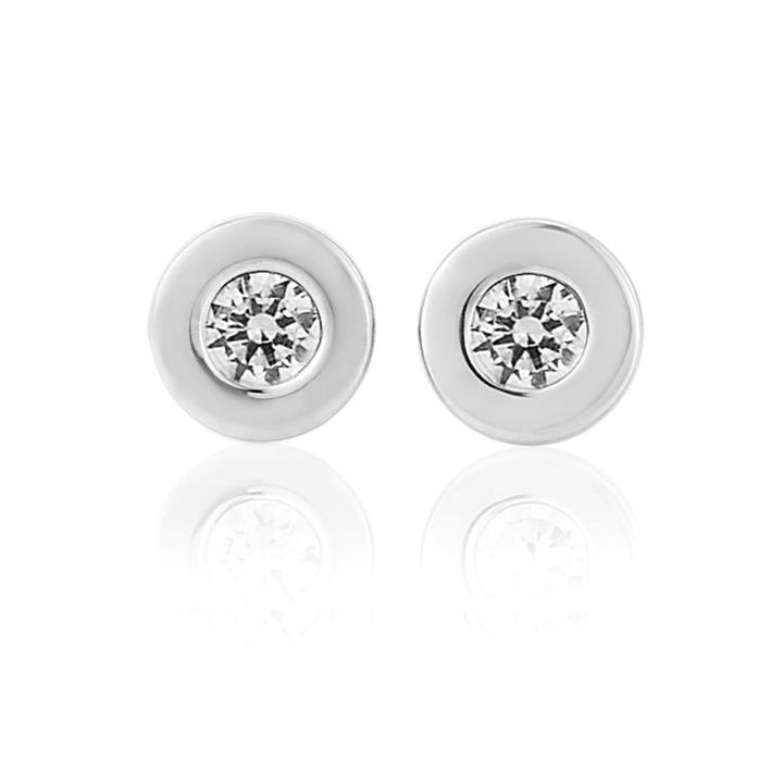 9ct White Gold Rub Over Set Cubic Zirconia Stud Earrings
