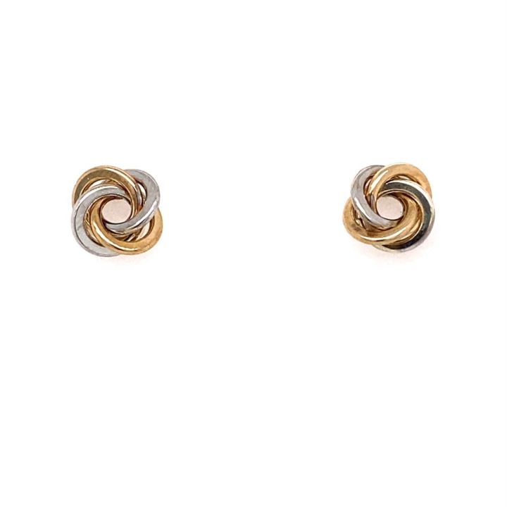 9ct Yellow & White Gold Knot Stud Earrings