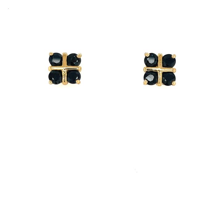 9ct Yellow Gold Four Stone Sapphire Stud Earrings