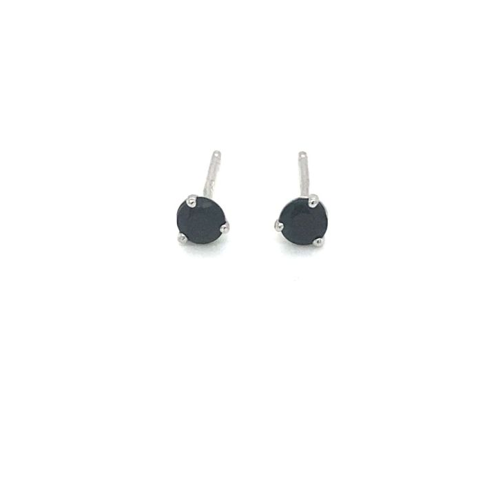 9ct White Gold Single Sapphire Stud Earrings