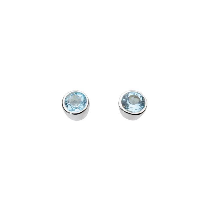 Dew Silver Blue Topaz Stud Earrings