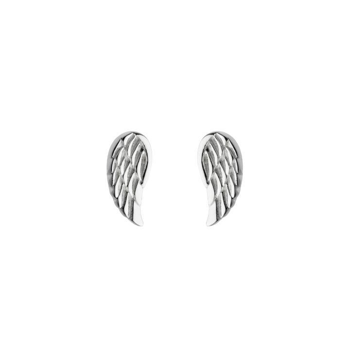 Dew Silver Angel Wing Stud Earrings