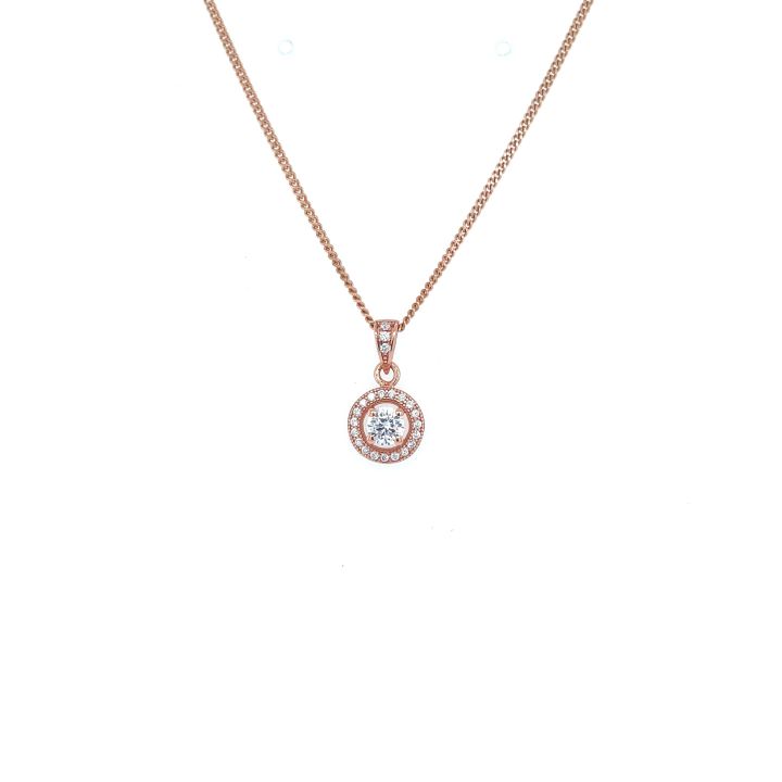 Rose Gold Plated Cubic Zirconia Halo Pendant