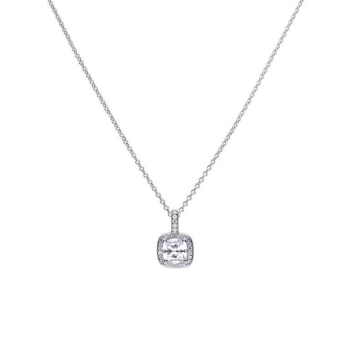 Diamonfire Cushion Halo Zirconia Necklace