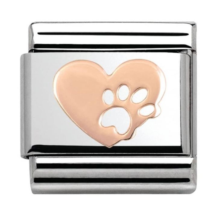 Nomination Classic Rose Gold Heart With Paw Charm