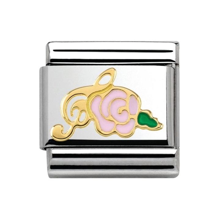 Nomination La Vie en Rose Pink Rose & Musical Note Charm