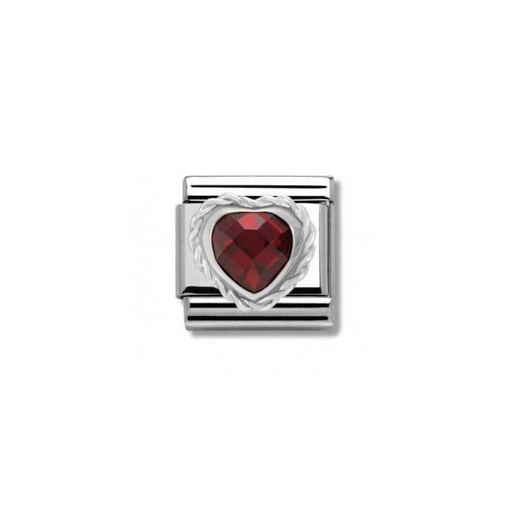 Nomination Silvershine Red CZ Heart Charm