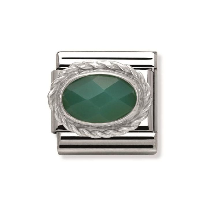 Nomination Silvershine Faceted Green Agate Charm