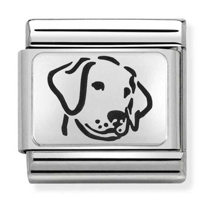 Nomination Steel & Silver With Black Enamel Dog