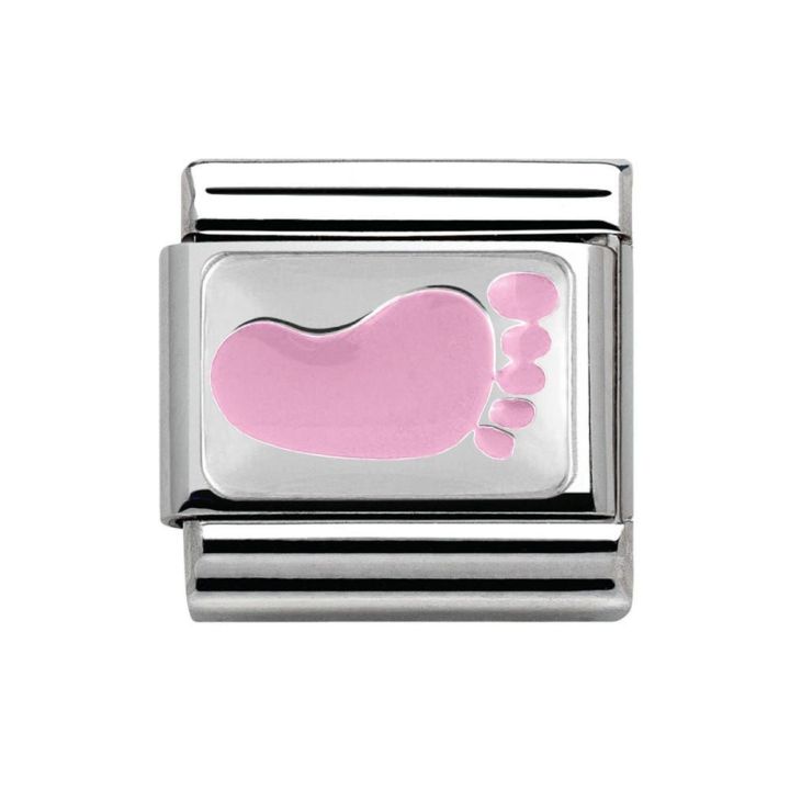 Nomination Steel, Silver & Pink Enamel Small Feet