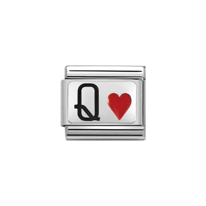 Nomination Steel, Silver & Enamel Queen Of Hearts Charm