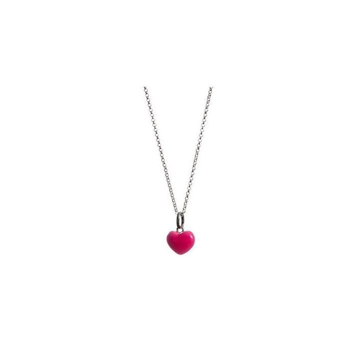 Deep Pink Enamel Heart Pendant