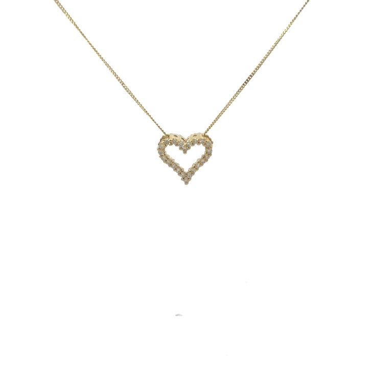 9ct Yellow Gold Diamond Set Heart Pendant