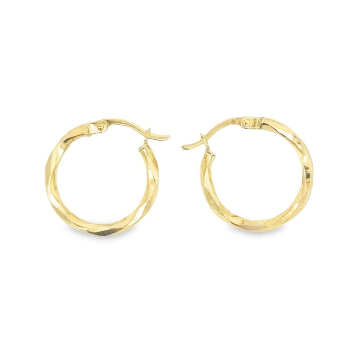 9ct Yellow Gold Faceted Hoop Earrings