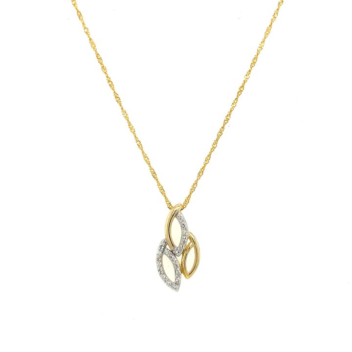 9ct Yellow Gold Open Elipse Triple Diamond Pendant