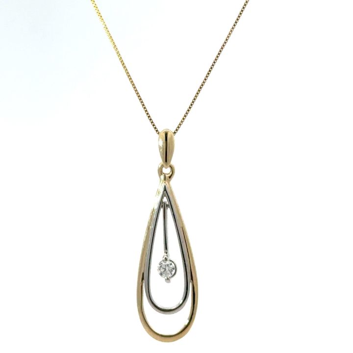 9ct Yellow & White Gold Two Colour Diamond Pendant