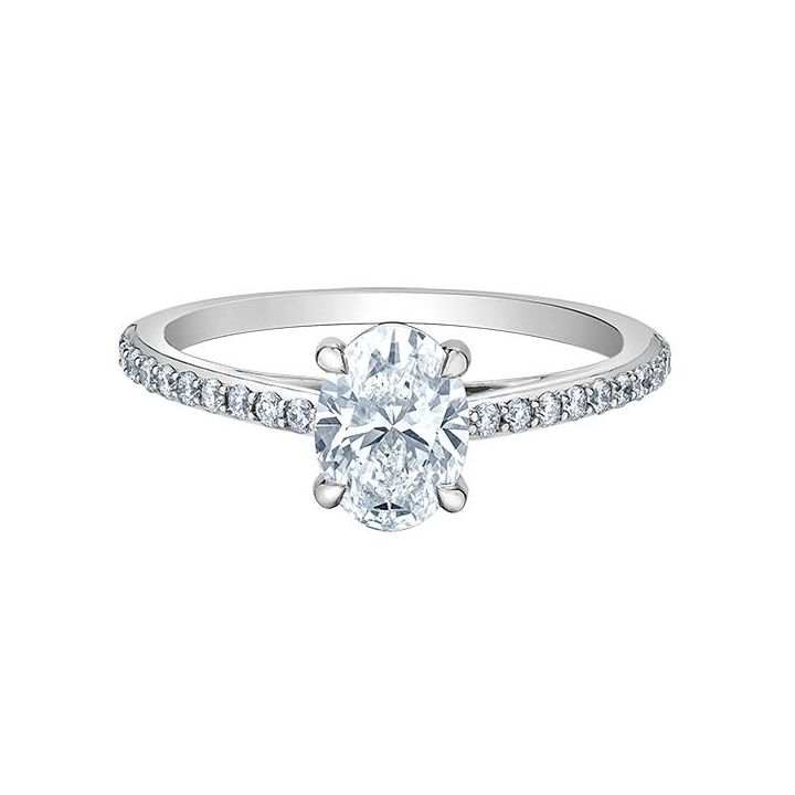Platinum Oval Lab Grown Diamond Diamond Set Shoulder Ring