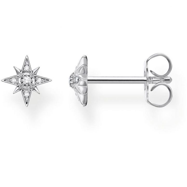 Silver Cubic Zirconia Star Stud Earrings