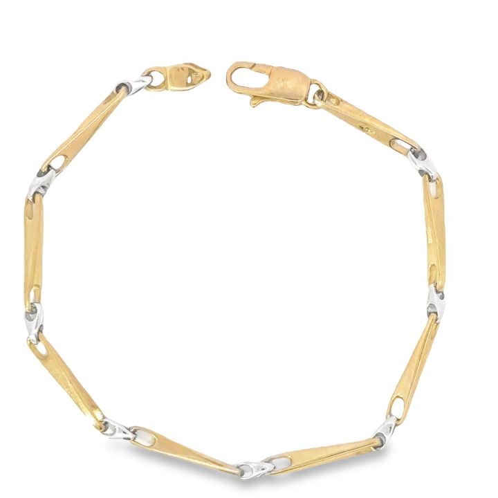 9ct Yellow & White Gold Needle Link Bracelet