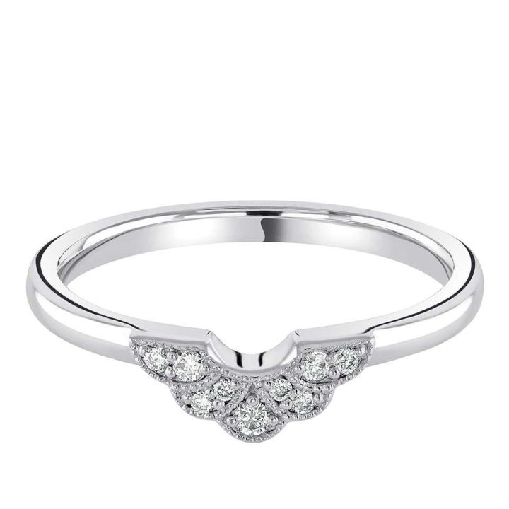 9ct White Gold Diamond Fan Shaped Wedding Ring