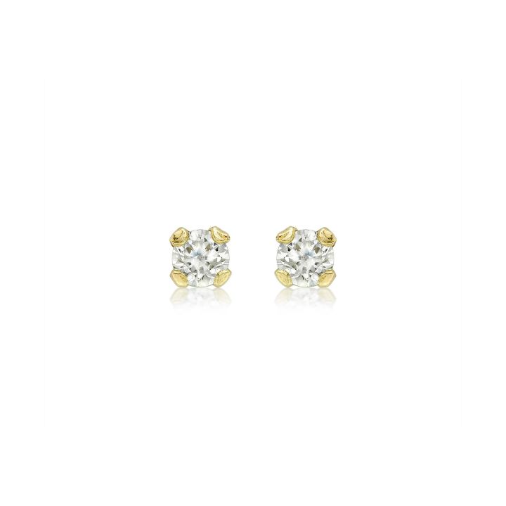 9ct Yellow Gold 2mm Tiny Cubic Zirconia Earrings