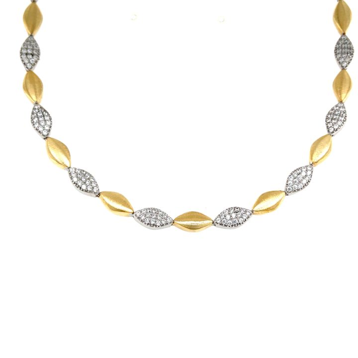 Gold Plated Marquise Link Cubic Zirconia Necklace