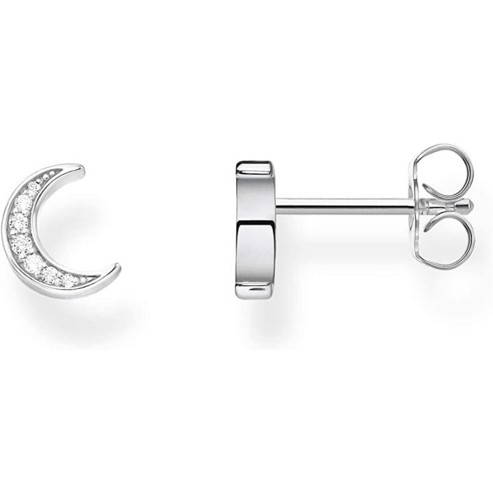 Thomas Sabo Silver And Cubic Zirconia Moon Stud Earring