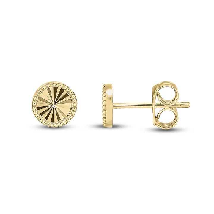 9ct Yellow Gold Diamond Cut Circle Stud Earrings