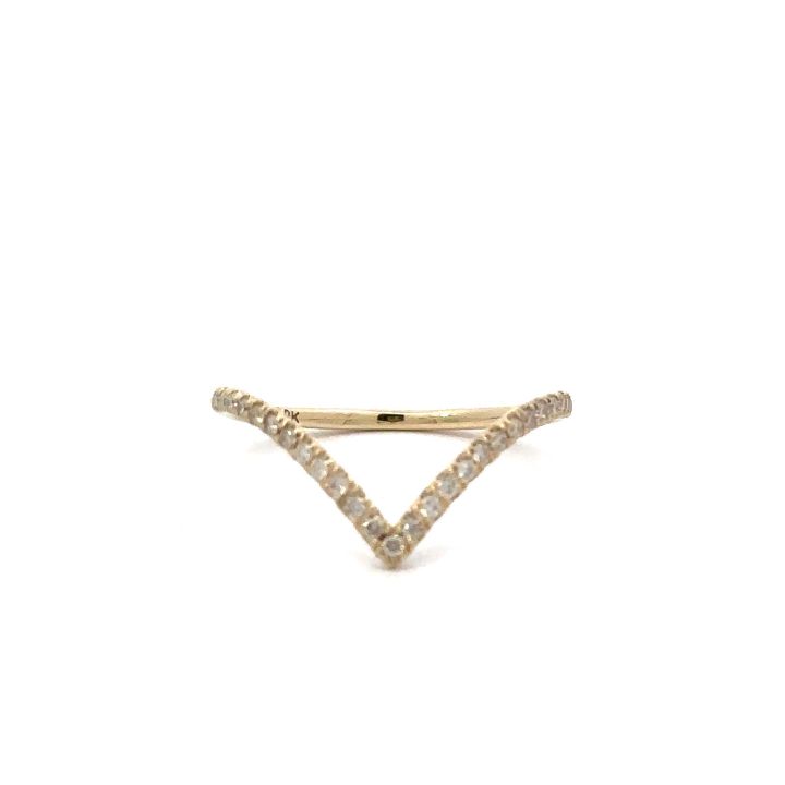 9ct Yellow Gold Diamond Set 'V' Shaped Ring