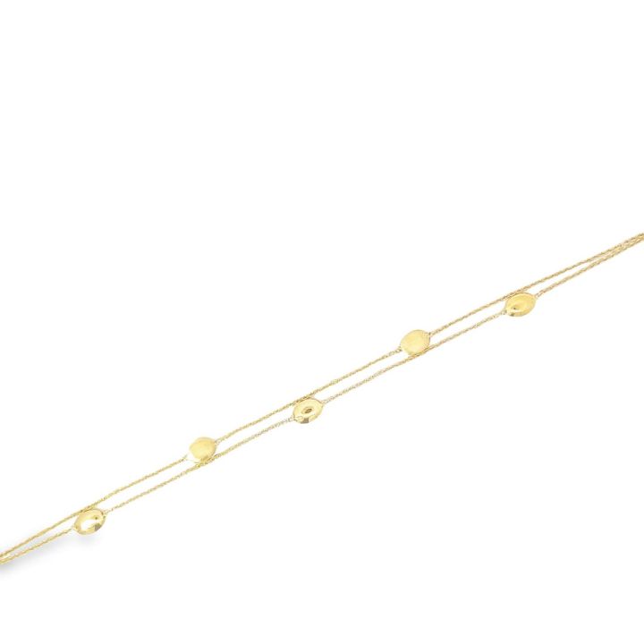 9ct Yellow Gold Two Row Station Bracelet