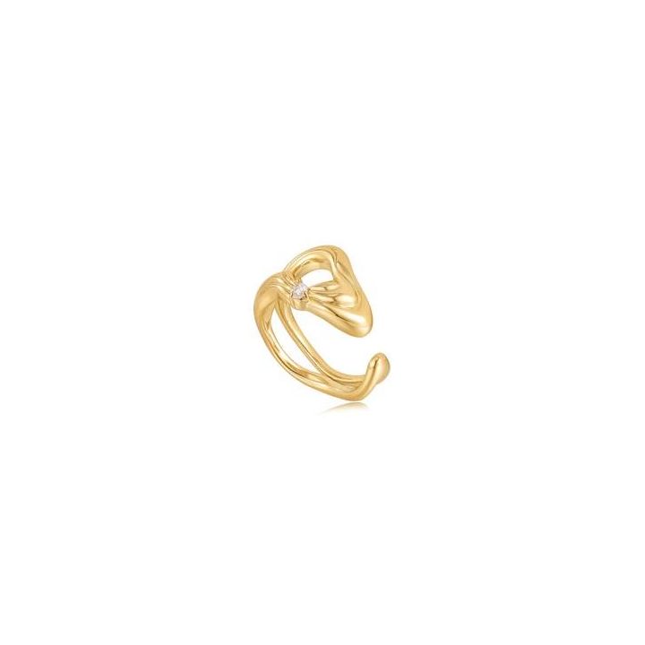 Ania Haie Gold Plated Twisted Wave Wide Ring
